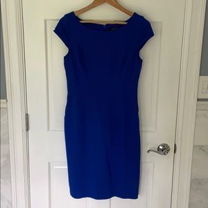 Royal blue cap-sleeve midi dress